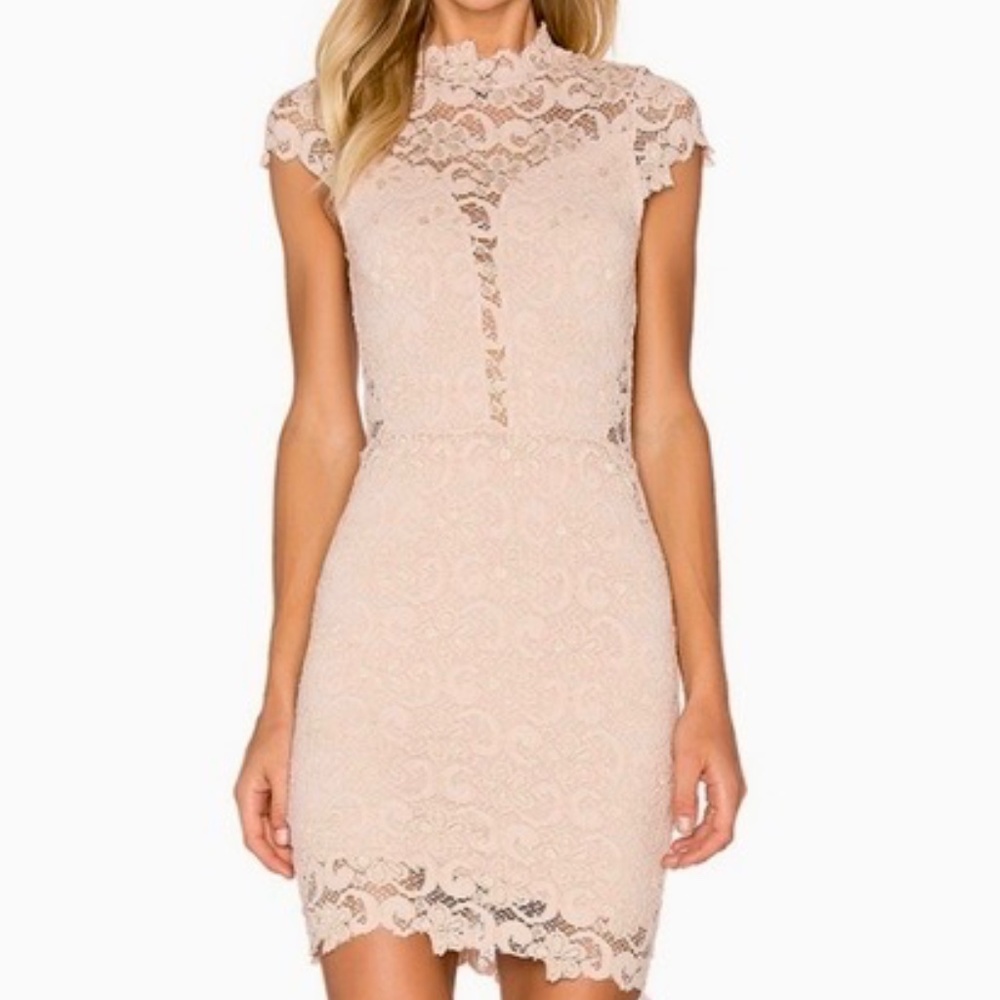 Nightcap nude lace dress with cap sleeves NWT